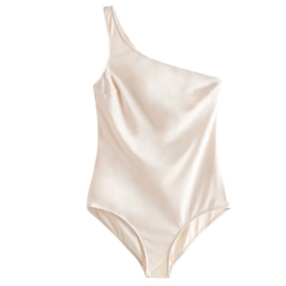 & Other Stories Cream One-Shoulder Swim One Piece
